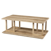 42" Natural Light Brown Wood Two Tier Rectangular Coffee Table