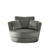 Cozy Dark Gray Velvet Swivel Accent Chair