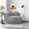 Glam Gray Velvet Round Tufted Swivel Accent Chair