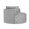 Glam Gray Velvet Round Tufted Swivel Accent Chair