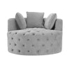 Glam Gray Velvet Round Tufted Swivel Accent Chair