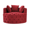 Glam Red Velvet Round Tufted Swivel Accent Chair