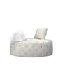 Glam White Velvet Round Tufted Swivel Accent Chair