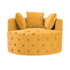 Glam Yellow Velvet Round Tufted Swivel Accent Chair