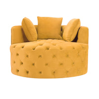 Glam Yellow Velvet Round Tufted Swivel Accent Chair