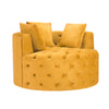 Glam Yellow Velvet Round Tufted Swivel Accent Chair