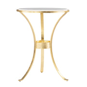 23" Gold Marble And Iron Round End Table