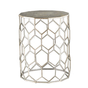 18" Antiqued Gold Honeycomb Hexagonal End Table