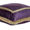 Boho Purple with Gold Fringe Decorative Square Throw Pillow