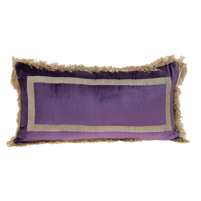 Boho Purple with Gold Fringe Decorative Lumbar Throw Pillow