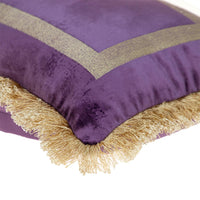 Boho Purple with Gold Fringe Decorative Lumbar Throw Pillow