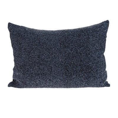 Shimmering Metallic Blue Beaded Luxury Throw Pillow