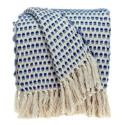 Noble Blue and Biege Striped Handloomed Throw Blanket