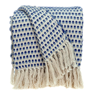 Noble Blue and Biege Striped Handloomed Throw Blanket