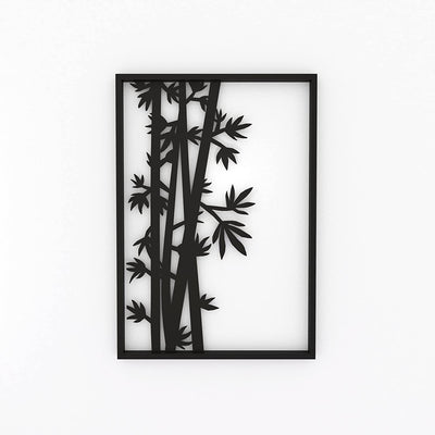 Minimalist Modern Black Metal Bamboo Stalks Wall Art