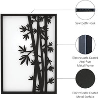 Minimalist Modern Black Metal Bamboo Stalks Wall Art