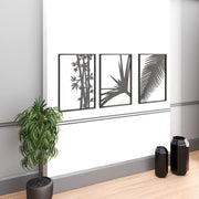 Set of Three Minimalist Modern Black Metal Tropical Wall Art