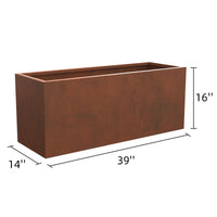 39" Mod Earthy Rust Color Designer Metal Planter Box