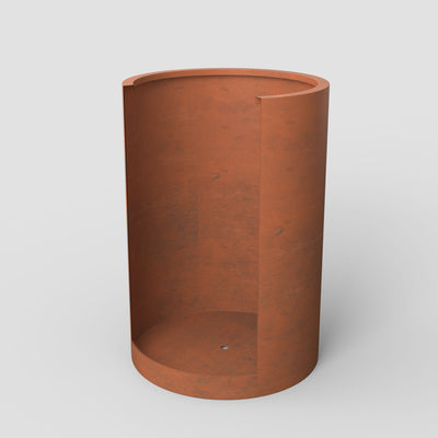 Mod Earthy Rust Color Cylindrical Metal Planter Box