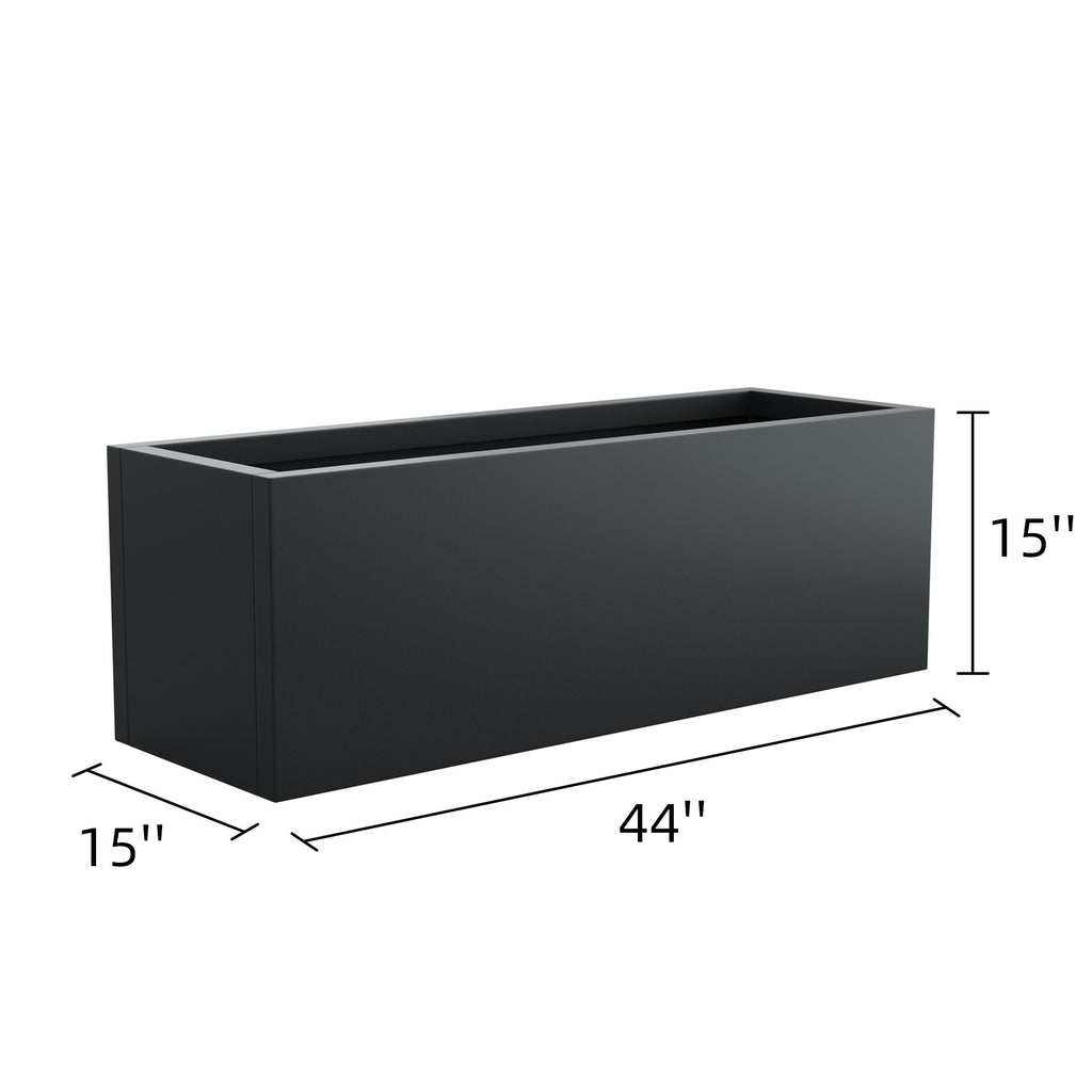 44" Mod Black Designer Metal Planter Box