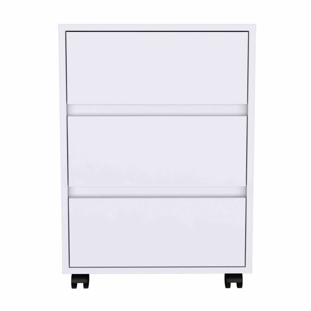 White Three Drawer Rolling Cabinet