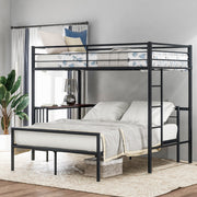 Black Twin Over Full Size Metal Bunk Bed with Desk