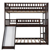 Espresso Full Over Full Over Full Contemporary Bunk Bed With Slide