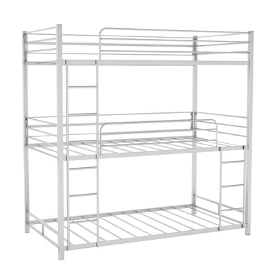 Silver Twin Over Twin Over Twin Traditional Bunk Bed