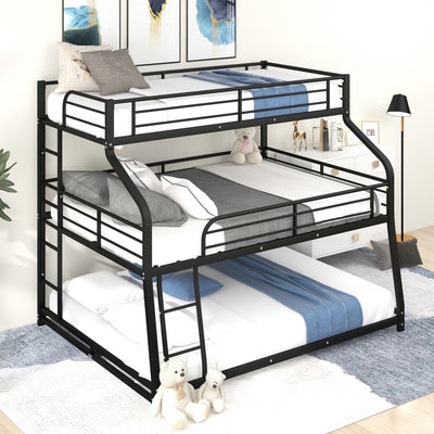 Black Twin XL over Full XL over Queen Size Bunk Bed