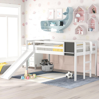 White Twin Loft Bed Bed Chalkboard and Slide