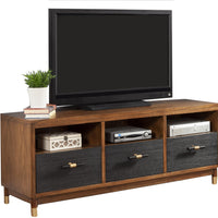 Walnut and Black Mid Century Modern TV Console