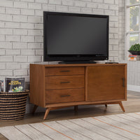50" Wood Brown Mahogany Solids Okoume And Veneer Cabinet Enclosed Storage TV Stand