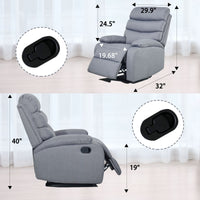 Plush Light Grey Microfiber Recliner Chair