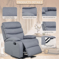 Plush Light Grey Microfiber Recliner Chair