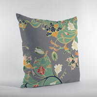 Green Gray Garden Zippered Suede Throw Pillow