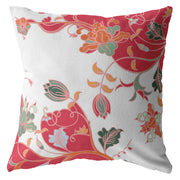 Red White Garden Zippered Suede Throw Pillow