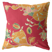 Orange Red Garden Zippered Suede Throw Pillow