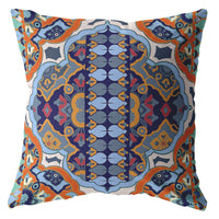 Orange Blue Boho Zippered Suede Throw Pillow