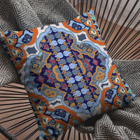 Orange Blue Boho Zippered Suede Throw Pillow