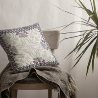 Gray Floral Frame Zippered Suede Throw Pillow