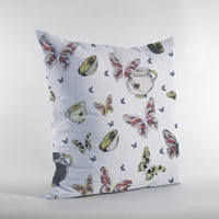 White Butterflies Zippered Suede Throw Pillow