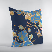 Navy Blue Garden Zippered Suede Throw Pillow