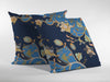 Navy Blue Garden Zippered Suede Throw Pillow