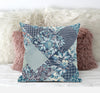 Blue White Floral Suede Throw Pillow