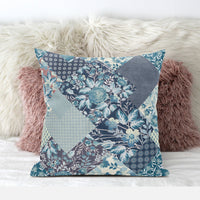 Blue White Floral Suede Throw Pillow