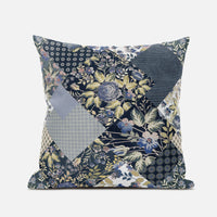 Black Yellow Floral Suede Throw Pillow