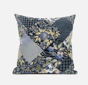 Black Yellow Floral Suede Throw Pillow