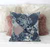 Deep Blue Gray Floral Suede Throw Pillow