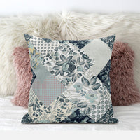 Gray White Floral Suede Throw Pillow