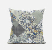 Sage Cream Floral Suede Throw Pillow